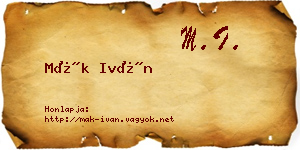Mák Iván névjegykártya